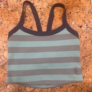FP Movement by Free People Green and Brown Striped Tank Top